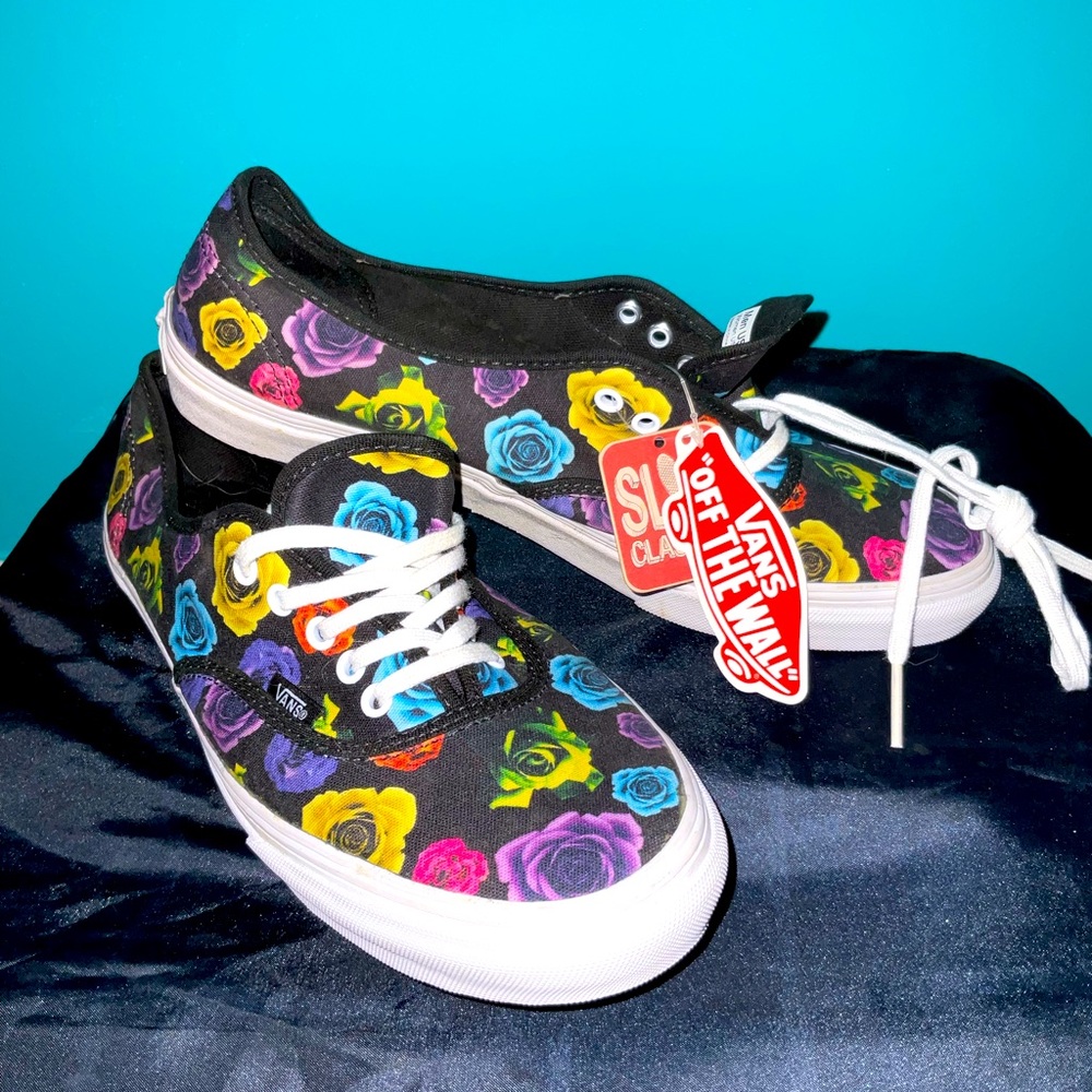 Vans- Black/Multi-Color Roses Women’s size-11